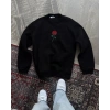 ERKEK 3 iplik Pamuklu Bisiklet Yaka Ön Ve Arka Baskılı SweatShirt - Siyah