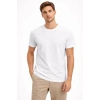 Erkek Bisiklet Yaka Yazlık Kısa kol Düz Tişört Regular Kalıp T-shirt - Beyaz