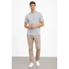 Erkek Bisiklet Yaka Tişört Regular Kalıp Basic Pamuklu Günlük Kullanım T-shirt - Gri