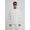 ERKEK Bisikilet Yaka 3 plik Pamuklu SweatShirt - Beyaz