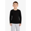Erkek Çocuk Basic Uzun Kollu Tişört Okul Günlük Rahat T-Shirt - Siyah