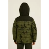 Erkek Çocuk Kamuflaj Desenli Mont İçi Sıcak Tutan Pelüş Astarlı, Kapüşonlu, Fermuarlı Kışlık Su İtici Şişme Mont - Haki