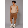 Erkek Dokuma Kumaş Cepli Bağcıklı Regular Fit Yazlık Şort - Kahverengi