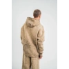 ERKEK 3 iplik Pamuklu Oversize Kapüşonlu Yıkamalı Hoodie SweatShirt - Bej
