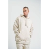 ERKEK  3 iplik Pamuklu Oversize Kapşonlu Yıkamalı SweatShirt Hoodie - Krem