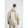 ERKEK  3 iplik Pamuklu Oversize Kapşonlu Yıkamalı SweatShirt Hoodie - Krem