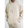ERKEK  3 iplik Pamuklu Oversize Kapşonlu Yıkamalı SweatShirt Hoodie - Krem