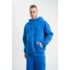 ERKEK 3 İplik Pamuklu Oversize Kapüşonlu Yıkamalı Hoodie SweatShirt - Mavi