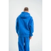 ERKEK 3 İplik Pamuklu Oversize Kapüşonlu Yıkamalı Hoodie SweatShirt - Mavi