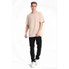 Erkek Düz Penye Tişört Bisiklet Yaka Kısa Kol Regular Fit T-Shirt - Bej