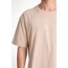 Erkek Düz Penye Tişört Bisiklet Yaka Kısa Kol Regular Fit T-Shirt - Bej