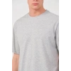 Erkek Düz Penye Tişört Bisiklet Yaka Kısa Kol Regular Fit T-Shirt - Gri