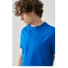 Erkek Düz Penye Tişört Bisiklet Yaka Kısa Kol Regular Fit T-Shirt - Mavi