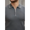 Erkek Fermuarlı Yakalı Kısa Kollu T-shirt