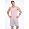 Erkek Fitilli Atlet Sıfır Yaka Slim Fit Arka Baskılı Spor Atlet - Pembe