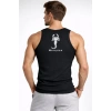 Erkek Fitilli Atlet Sıfır Yaka Slim Fit Arka Baskılı Spor Atlet - Siyah