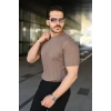 Erkek Fitilli Bisiklet Yaka Kısa Kollu Tişört