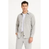Erkek Kadife Oversize Takım Gömlek Pantolon İkili Set - Gri
