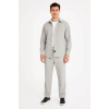 Erkek Kadife Oversize Takım Gömlek Pantolon İkili Set - Gri
