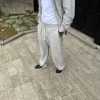 Erkek Kadife Oversize Takım Gömlek Pantolon İkili Set - Gri