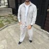 Erkek Kadife Oversize Takım Gömlek Pantolon İkili Set - Gri