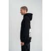 ERKEK 3 İplik Pamuklu Kapüşonlu Patchli Nakışlı Hoodie SweatShirt - Siyah
