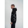 ERKEK Kapüşonlu Varak ve Pano Baskılı Hoodie  SweatShirt- Siyah