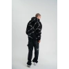 ERKEK Kapüşonlu Varak ve Pano Baskılı Hoodie  SweatShirt- Siyah