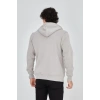 Erkek 3 İplik Pamuklu Fermuarlı Kapüşonlu Kanguru Cepli Baskılı Hoodie Hırka Sweatshirt - Boyalı Gri