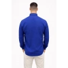 Erkek KETEN Kumaş Oversize Uzun Kollu Rahat Kalıp Gömlek - Saks Mavisi