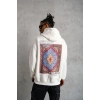 Erkek Kilim Desen Kapüşonlu Sweat- Beyaz