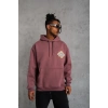 Erkek 3 İplik Pamuklu Kapüşonlu Baskılı Cepli Sweatshirt Hoodie - Gül Kurusu