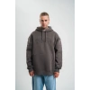 Erkek Nakışlı Kapüşonlu Oversize 3 İplik Pamuklu SweatShirt Hoodie - Füme
