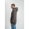 Erkek Nakış İşlemeli Kapşonlu Antrasit Sweatshirt Üç İplik Double Oversize- Füme