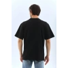 Erkek Düz Yazlık Kısa Kol Tişört Bisiklet Yaka Oversize T-Shirt - Siyah