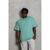Erkek Düz Yazlık Kısa Kol Tişört Bisiklet Yaka Oversize T-Shirt - Mint Yeşili
