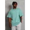 Erkek Düz Yazlık Kısa Kol Tişört Bisiklet Yaka Oversize T-Shirt - Mint Yeşili
