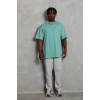 Erkek Düz Yazlık Kısa Kol Tişört Bisiklet Yaka Oversize T-Shirt - Mint Yeşili