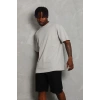 Erkek Düz Yazlık Kısa Kol Tişört Bisiklet Yaka Oversize T-Shirt - Gri