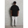 Erkek Düz Yazlık Kısa Kol Tişört Bisiklet Yaka Oversize T-Shirt - Siyah