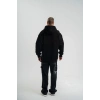 Erkek 3 İplik Pamuklu Oversize Kapüşonlu Nakışlı Hoodie SweatShirt - Siyah