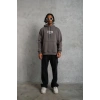 Erkek 3 İplik Pamuklu Baskılı Kapüşonlu Cepli Sweatshirt Hoodie - Gri