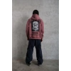 Erkek 3 İplik Pamuklu Kapüşonlu Baskılı Cepli Oversize Sweatshirt Hoodie - Gül Kurusu