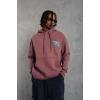 Erkek 3 İplik Pamuklu Kapüşonlu Baskılı Cepli Oversize Sweatshirt Hoodie - Gül Kurusu