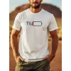 Erkek Sarj %1 Baskılı T-Shirt Kısa Kol Bisiklet Yaka Regular Fit Tişört - Beyaz