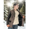Erkek Premium Doğal Nubuk Deri Ceket - Siyah