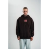 Erkek Nakışlı Kapüşonlu Oversize 3 İplik Pamuklu SweatShirt Hoodie - Siyah