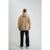 Erkek Baskılı Kapüşonlu Oversize 3 İplik Pamuklu SweatShirt Hoodie - Füme