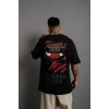 Erkek Sırt Baskılı A Kalite Oversize T-shirt - Siyah