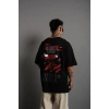 Erkek Sırt Baskılı A Kalite Oversize T-shirt - Siyah